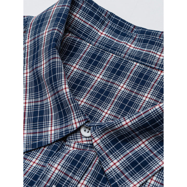 Men's Casual Check Shirt in Overshirt Style with Button-Down Collar and Rounded Hem Mune Fashion