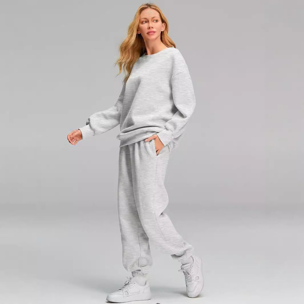 Women's Nano Relaxed Loungewear Set with Oversized Round Neck Sweatshirt and Tailored High Waist Jogging Pants made of French Terry Mune Fashion