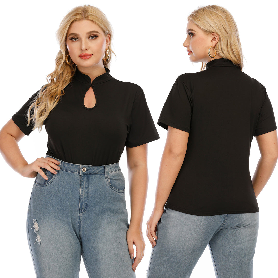 Women's stylish top with stand collar and slit Mune Fashion