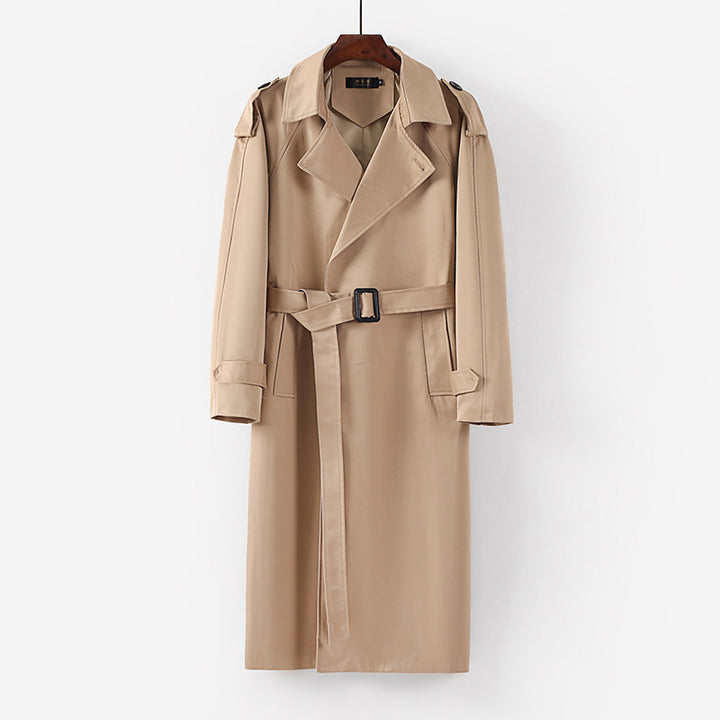 Unisex Longer minimalist trench coat with belt and shoulder epaulets Mune Fashion