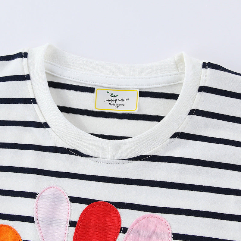 Girls striped dress with colorful floral pattern Mune Fashion