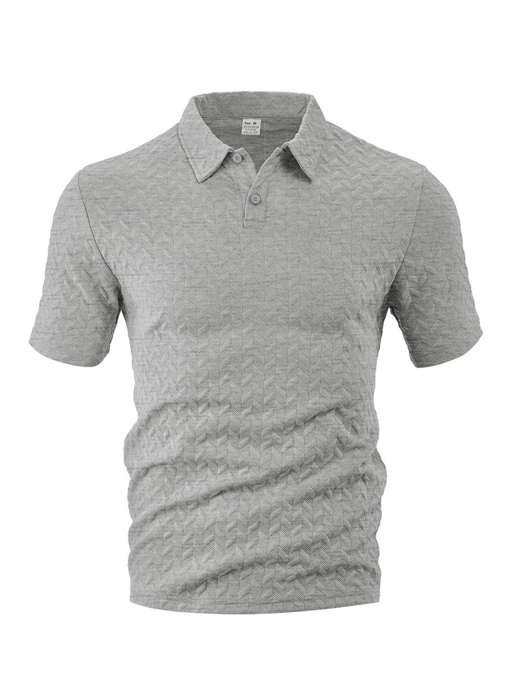 Men's structured short sleeve knit collar shirt with chevron pattern Mune Fashion