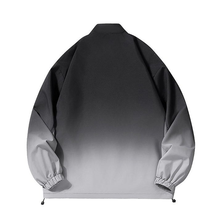 Men's lightweight gradient windbreaker jacket with stand-up collar, full zip & drawstring hem Mune Fashion