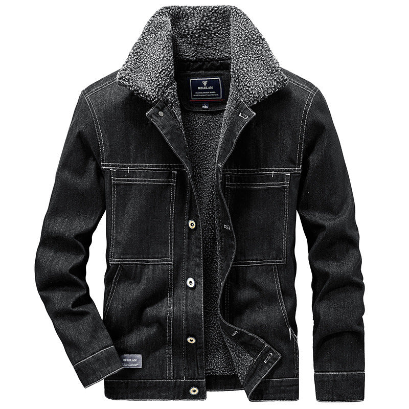 Men's Sherpa-lined Denim Jacket in Worker Style Mune Fashion