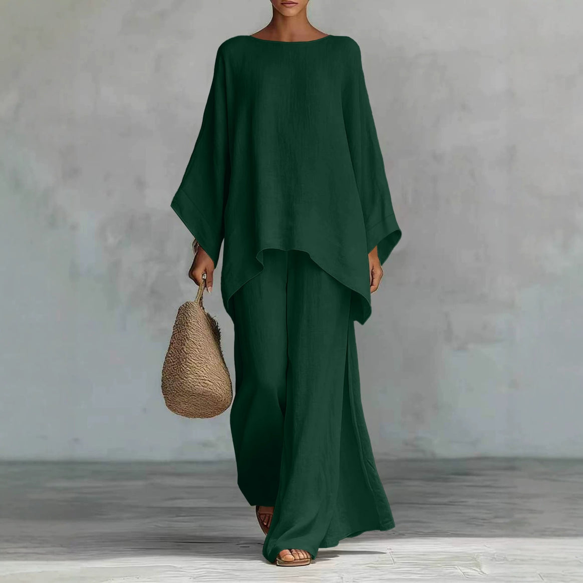 Women Casual Oversized Kaftan Top with Wide Palazzo Pants Mune Fashion