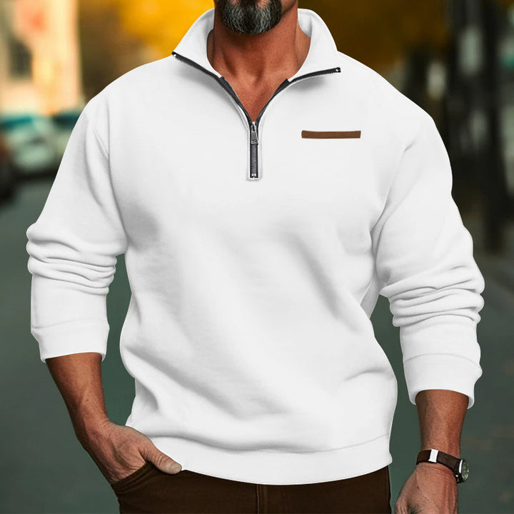 Men's padded half-zip sweatshirt with stand-up collar and chest pocket Mune Fashion
