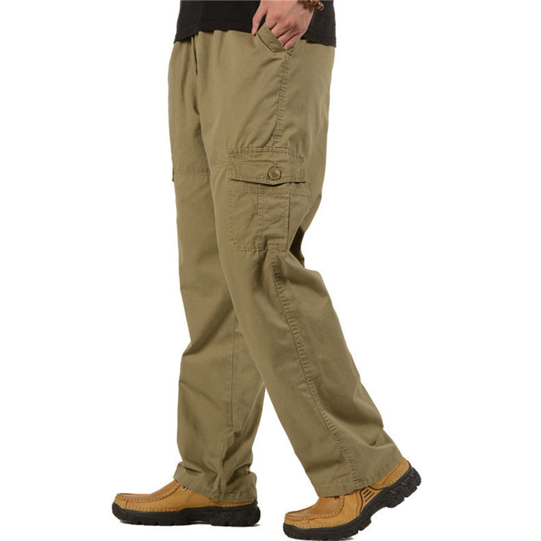 Men's cargo pants with elastic waistband, straight leg and multiple pockets Mune Fashion