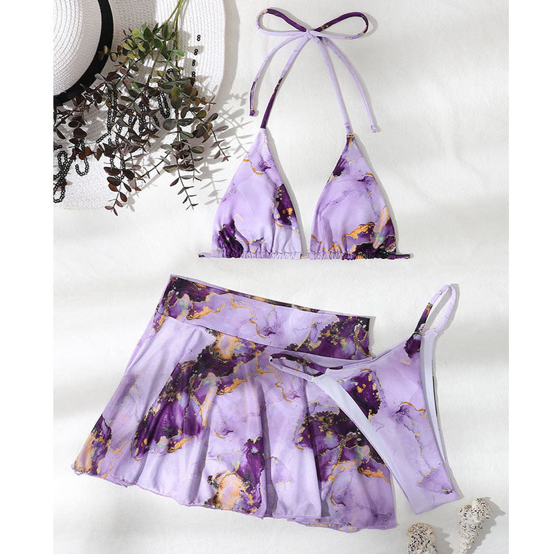 Women’s bikini set with floral wrap skirt and adjustable straps Mune Fashion