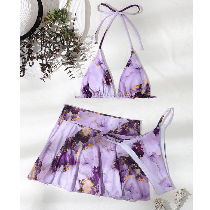 Women’s bikini set with floral wrap skirt and adjustable straps Mune Fashion