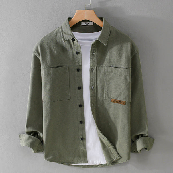 Men's overshirt shirt made of textured cotton twill with patch chest pockets and relaxed fit Mune Fashion