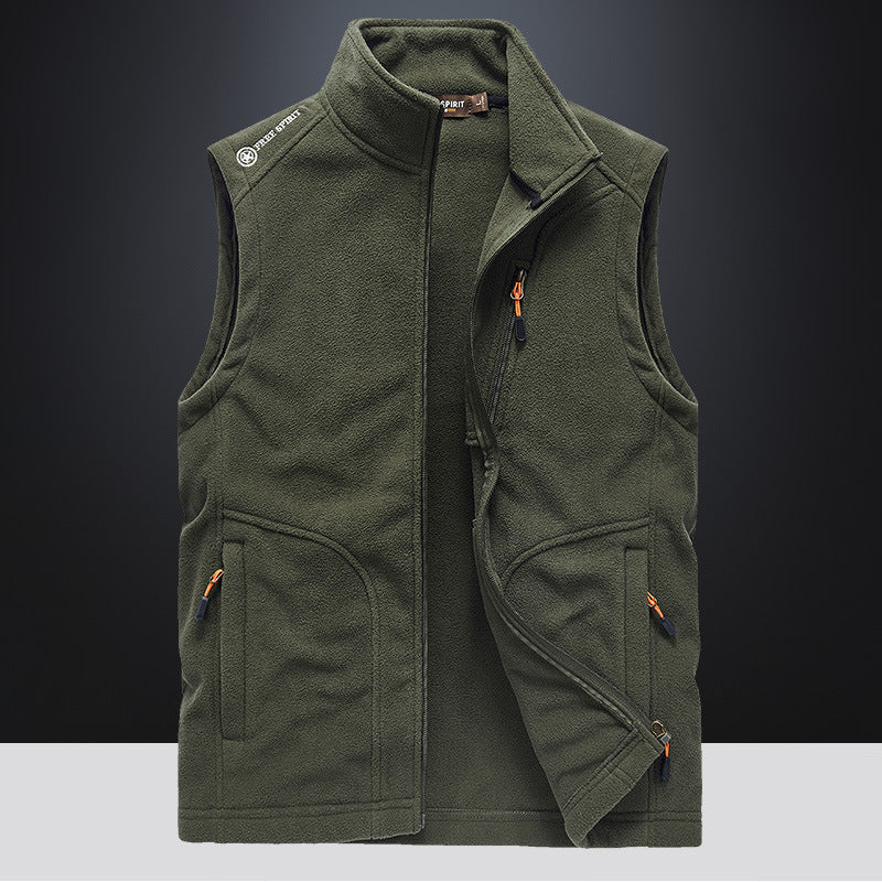 Men's fleece vest with stand-up collar, zip pockets and windproof front Mune Fashion