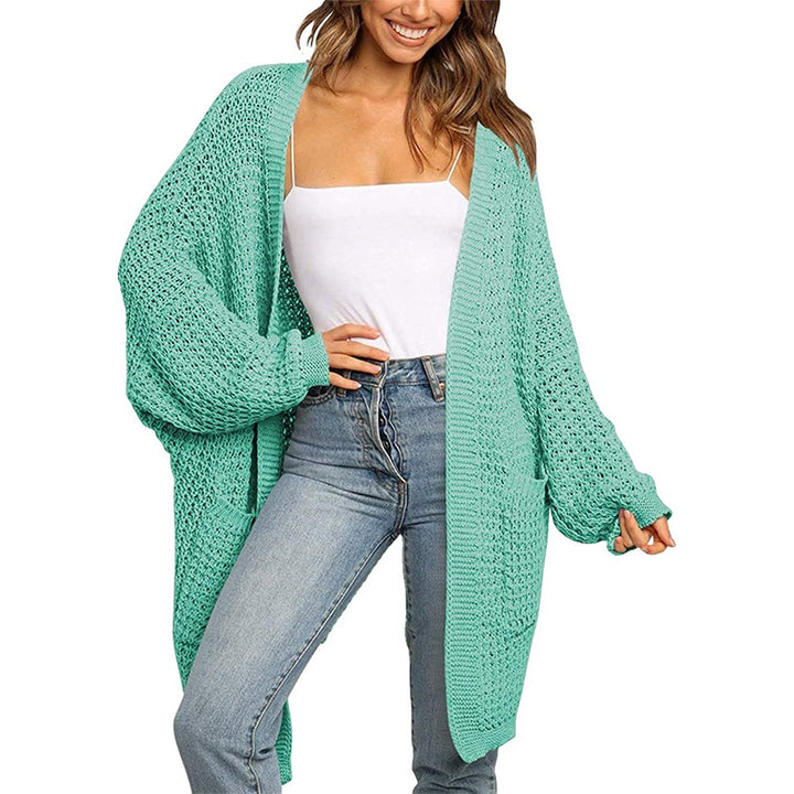 Women's Longer Open Chunky Knit Cardigan in Cocoon Cut with Pockets Mune Fashion