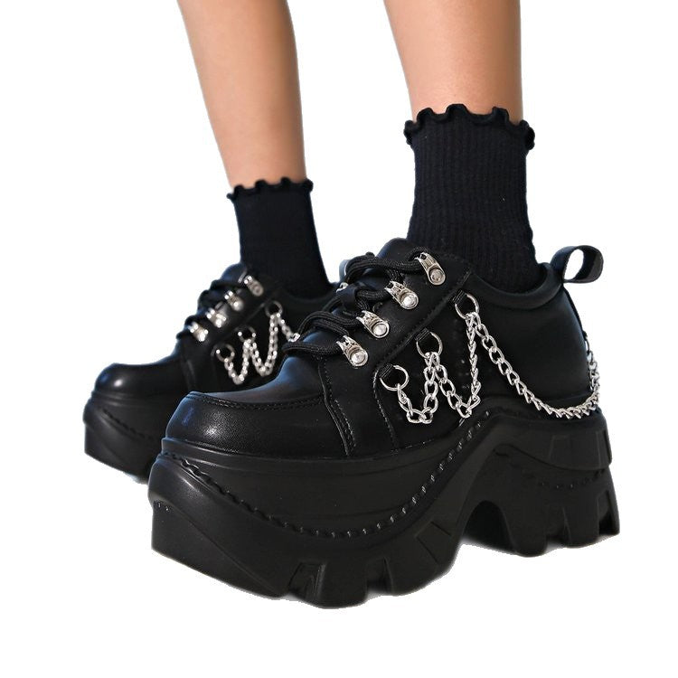 Women's Platform Chunky Sneaker with Metal Chains and Distinctive Profile Sole Mune Fashion