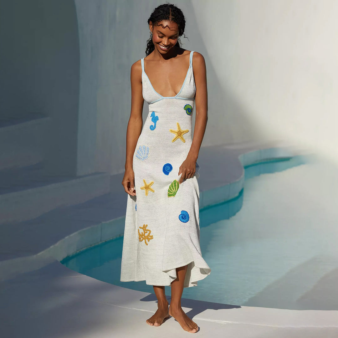 Ladies crocheted beach dress with maritime motifs Mune Fashion