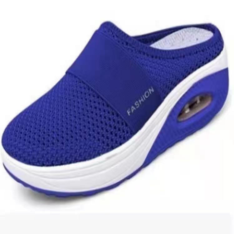 Ladies Breathable Knit Mule with Air Cushion Platform Mune Fashion