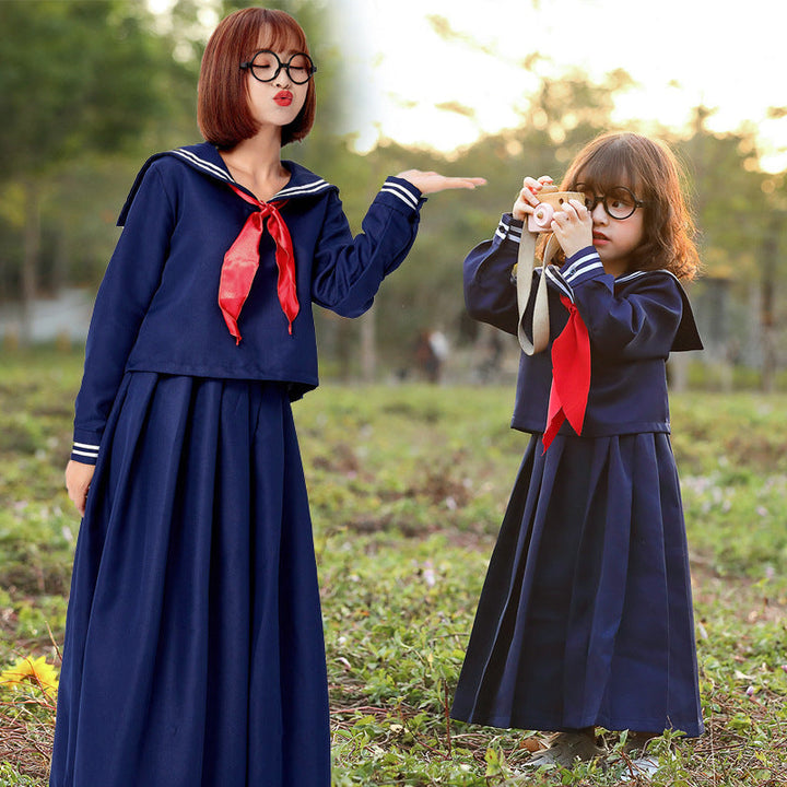 Girl sailor dress with large collar and red neckerchief Mune Fashion