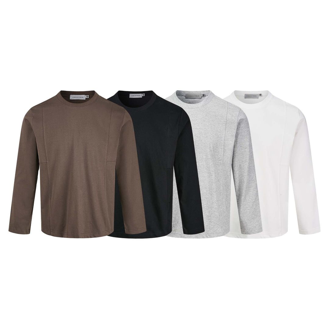 Unisex Technical Long Sleeve Shirt with Round Neck and Seamed Panel Detail Mune Fashion