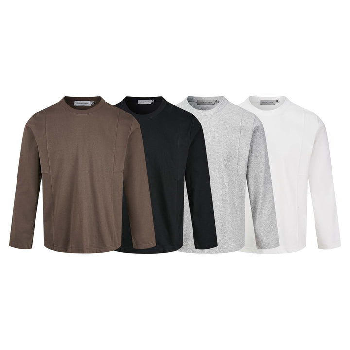Unisex Technical Long Sleeve Shirt with Round Neck and Seamed Panel Detail Mune Fashion