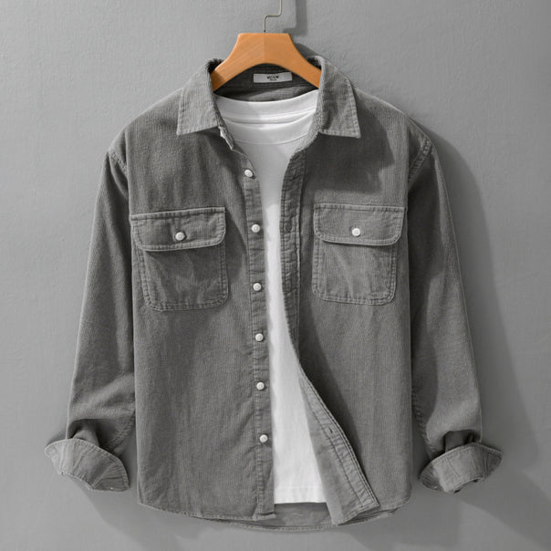 Men's cord overshirt in relaxed fit with patch chest pockets and soft touch Mune Fashion