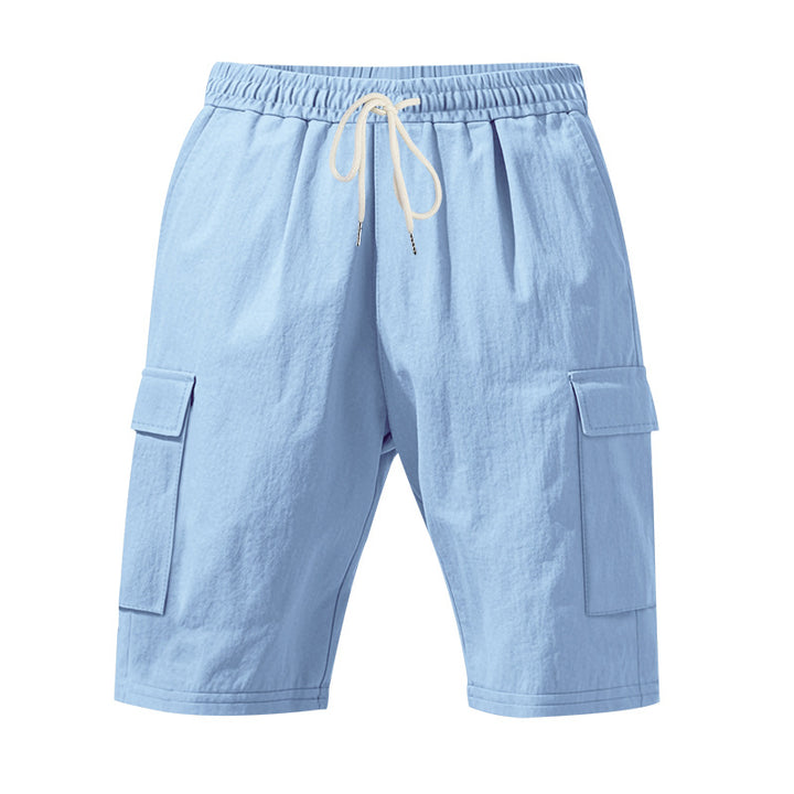 Men's travel and outdoor bermuda shorts with elastic drawstring waistband, security inner pocket and front flap pockets Mune Fashion