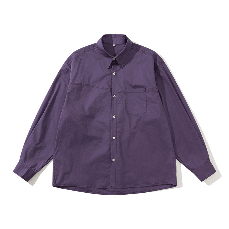 Unisex Lightweight Oversize Shirt in Boxy Cut with Chest Pocket and Rounded Hem Mune Fashion