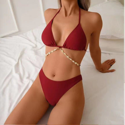 Women's Triangle Bikini with Unique Bead Detail Mune Fashion