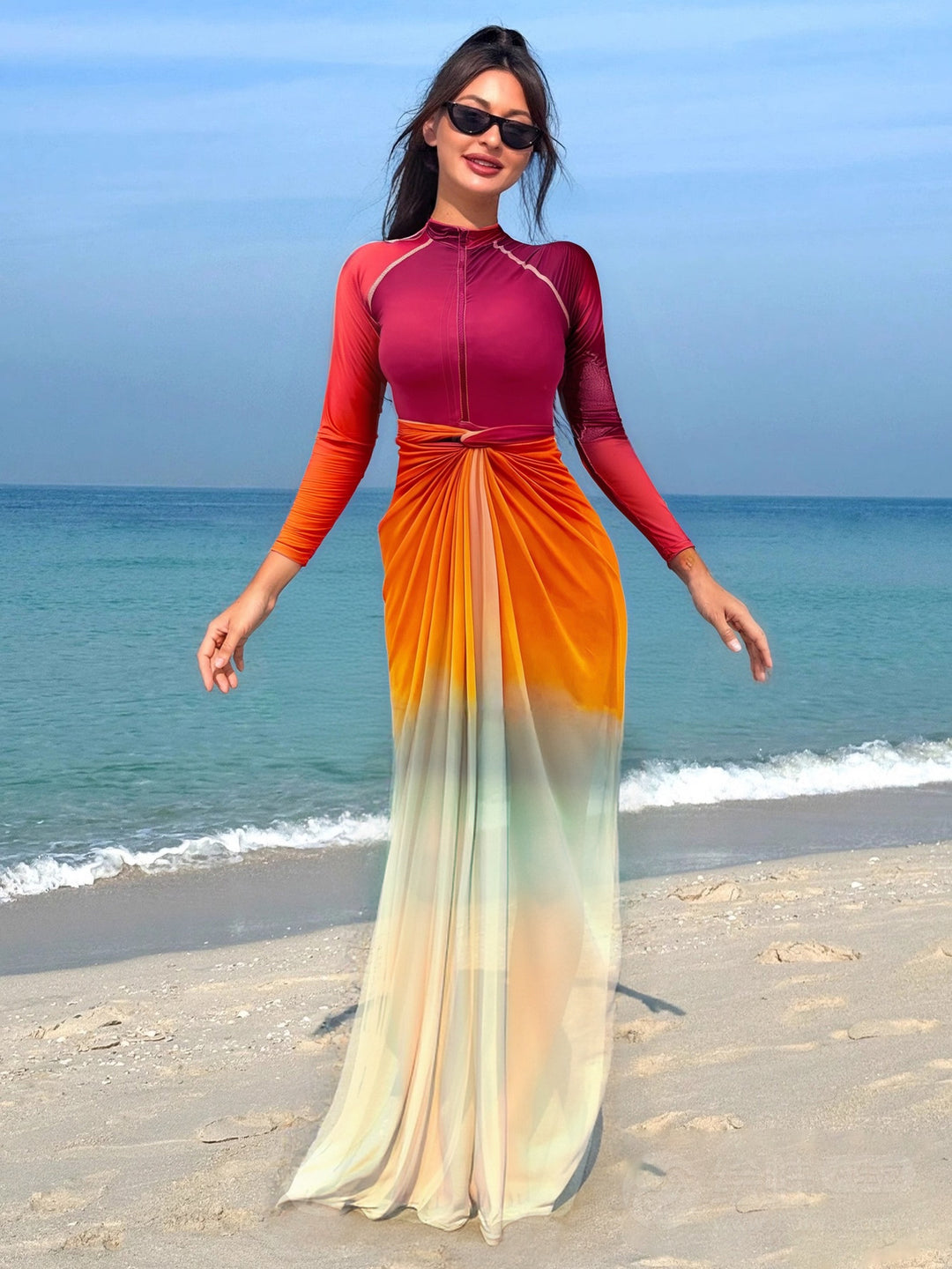 Ladies UV protection swimsuit with elegant wrap look Mune Fashion