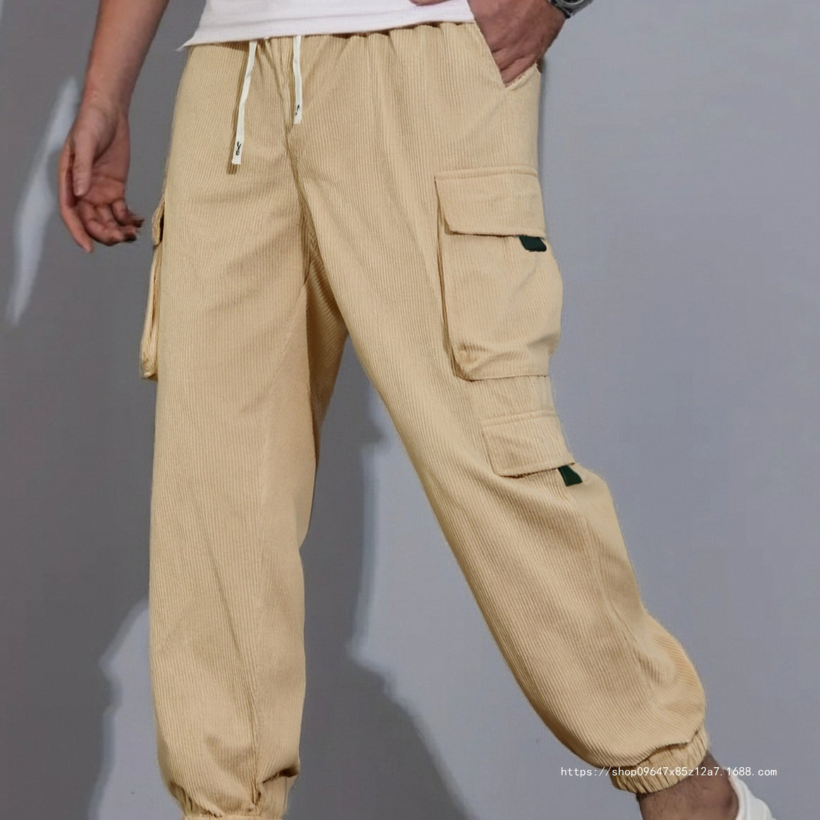 Men's Utility Cargo Pants in Jogger Style made of textured cotton blend with elastic waistband & multiple pockets Mune Fashion