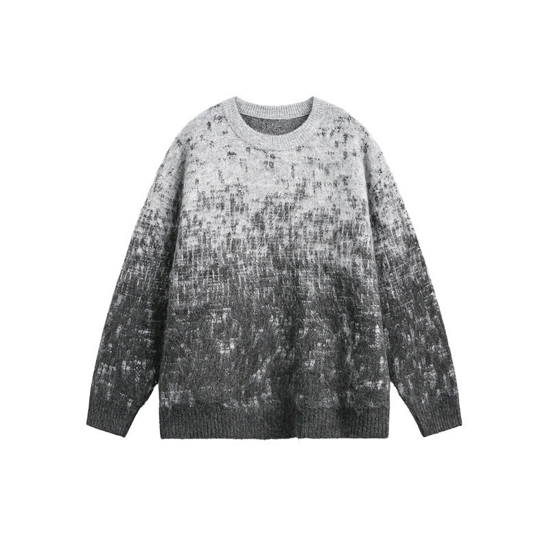 Unisex Oversize Chunky Knit Sweater with Gentle Color Gradient and Round Neck Mune Fashion
