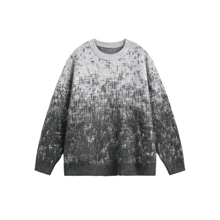 Unisex Oversize Chunky Knit Sweater with Gentle Color Gradient and Round Neck Mune Fashion