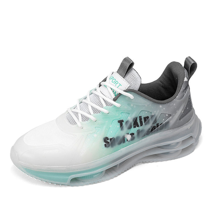 Unisex futuristic air-cushioned sneakers with transparent TPU upper material and visible hollow core platform sole Mune Fashion