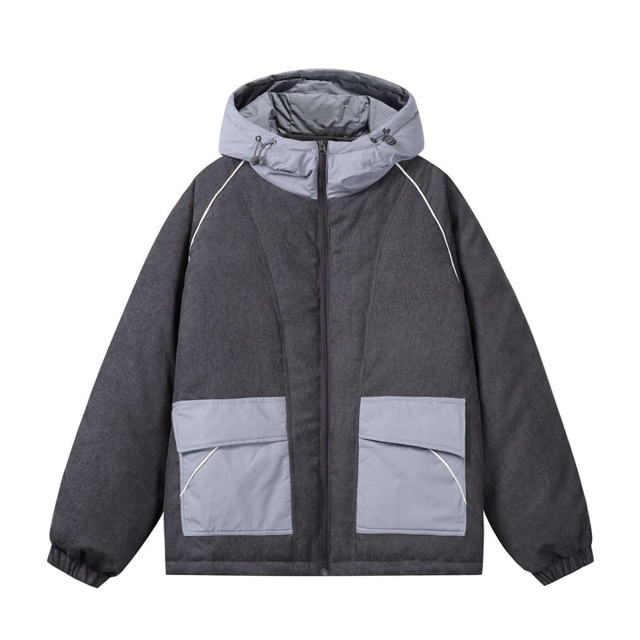 Unisex Quilted Cord Field Jacket with Hood and Large Utility Pockets Mune Fashion