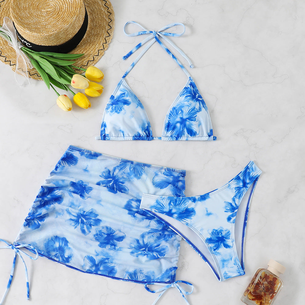 Women's bikini set with floral pattern and adjustable skirt Mune Fashion
