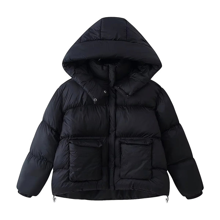 Women's oversized quilted jacket with voluminous hood and patch pockets Mune Fashion