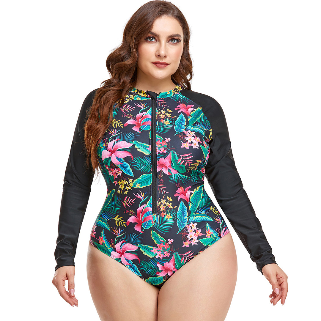 Women's Rashguard Swimsuit with Floral Pattern Mune Fashion