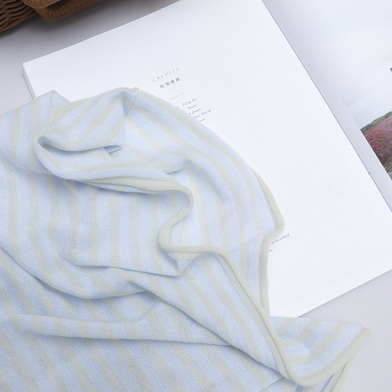 Womens fine striped long sleeve shirt with round neckline made of lightweight jersey Mune Fashion