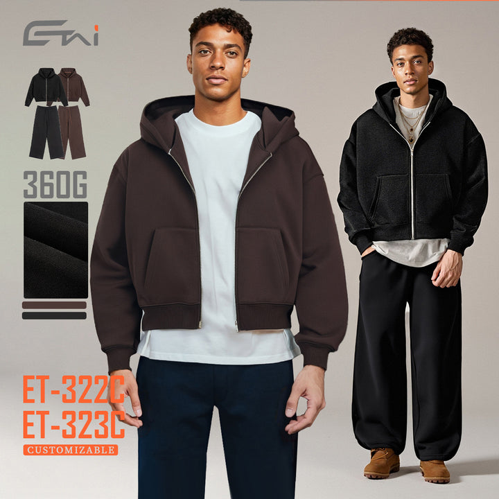 Unisex hooded sweatshirt jacket with full zipper and kangaroo pocket Mune Fashion