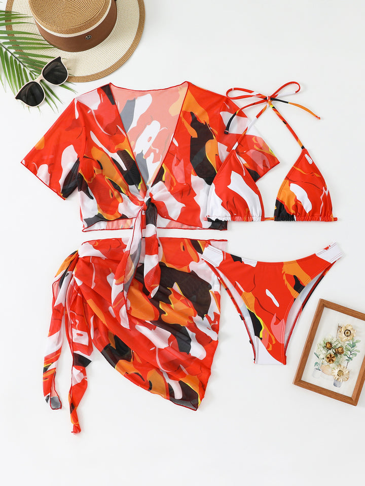 Women's bikini set with transparent top and stylish wrap skirt Mune Fashion