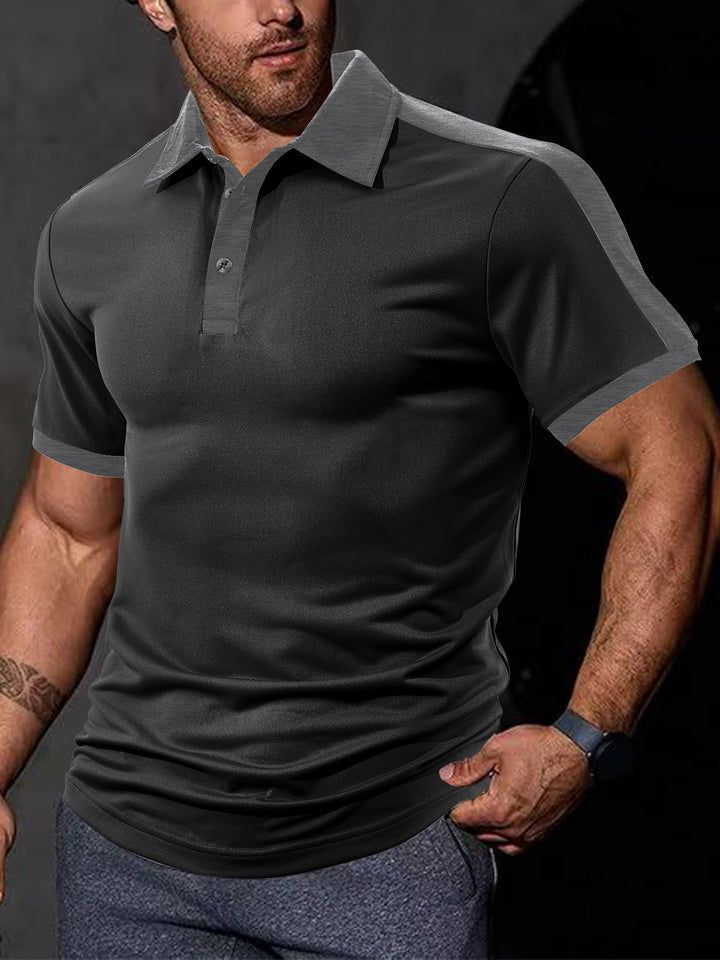 Men's fitted contrast polo shirt with shoulder yoke and shirt collar Mune Fashion