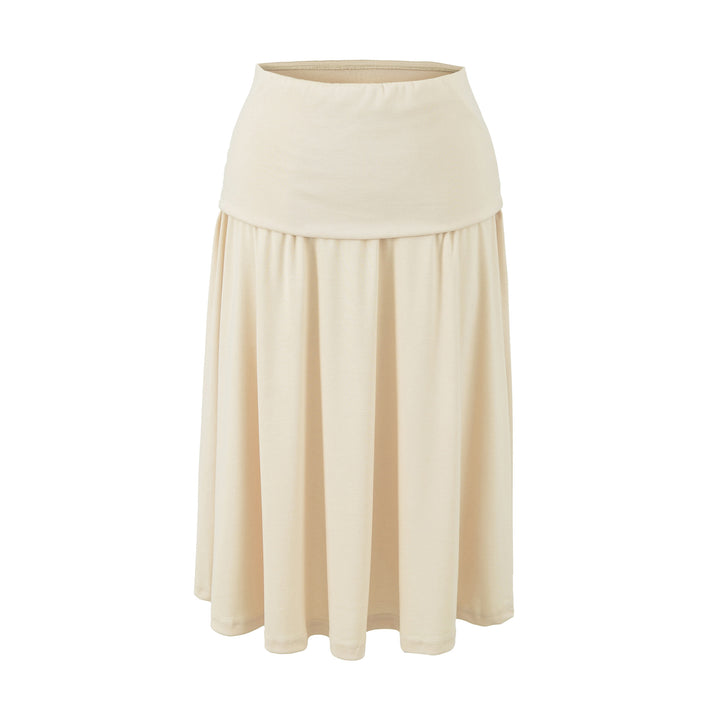 Women Long Jersey Maxi Skirt with Wide Hem and Gently Falling Pleats Mune Fashion