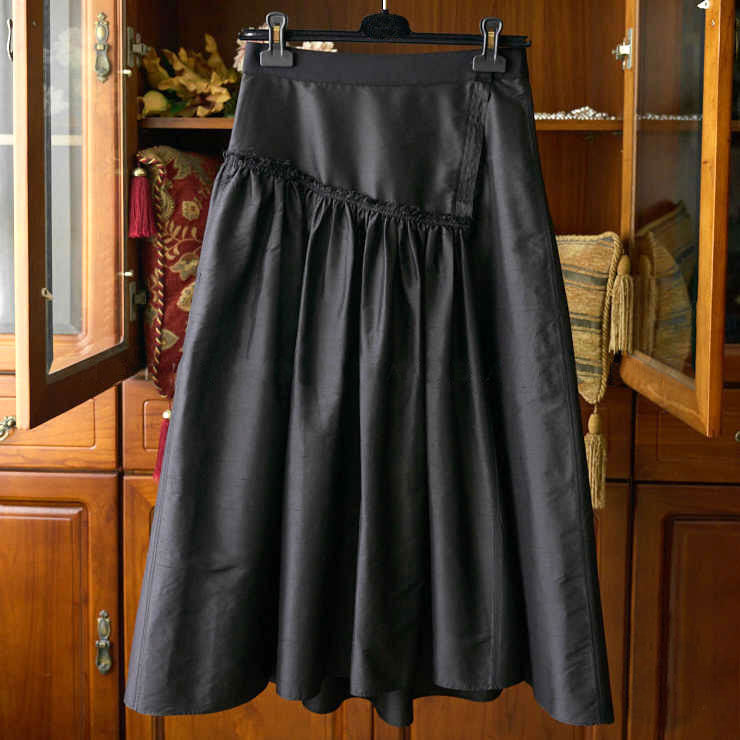 Women Elegant Midi Skirt with Beautiful Waist Tie Mune Fashion