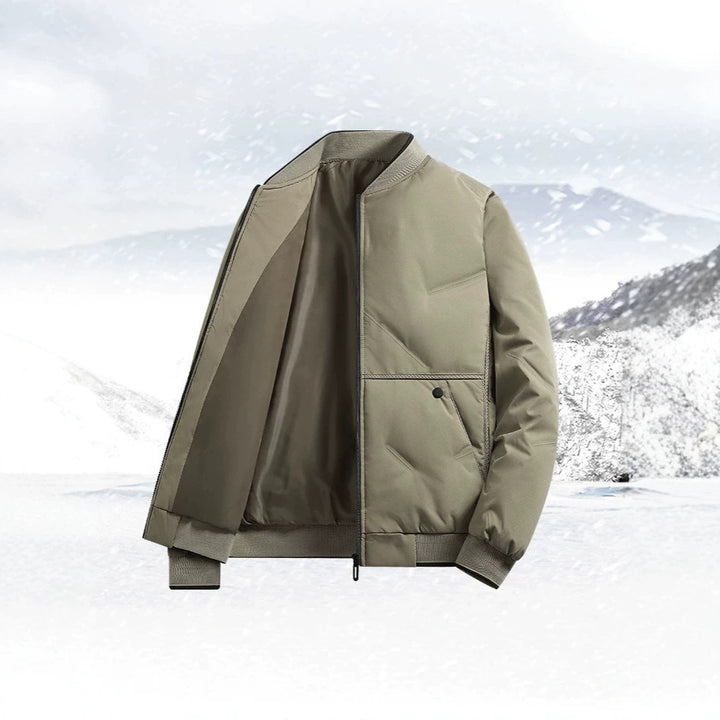 Men's Padded Thermal Bomber Jacket with Stand Collar, Zipper & Insulating Padding Mune Fashion