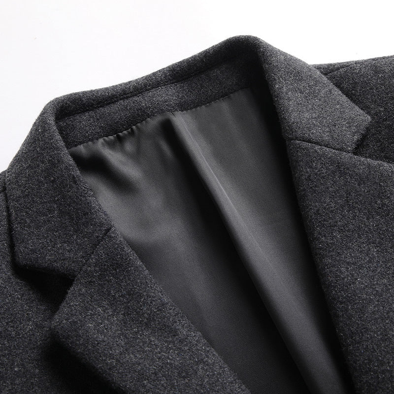 Men's Modern Wool Blend Slim Fit Blazer with One Button and Flap Pockets Mune Fashion