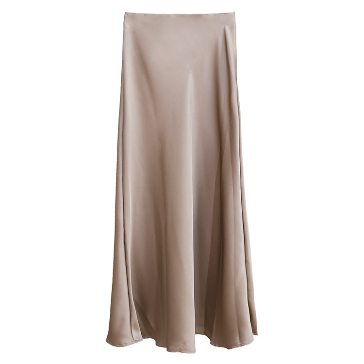 Women's nan bias-cut maxi skirt with high, seamless waistband and flowing satin look Mune Fashion
