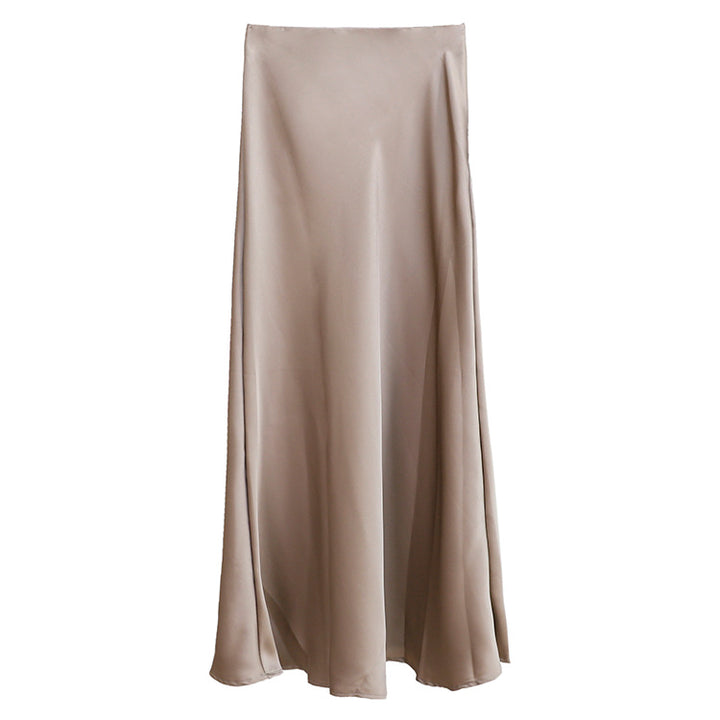 Women's nan bias-cut maxi skirt with high, seamless waistband and flowing satin look Mune Fashion