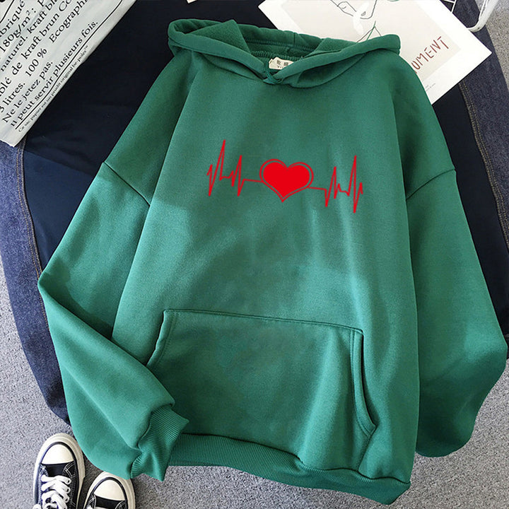 Unisex oversized hoodie with heart EKG print and kangaroo pocket Mune Fashion