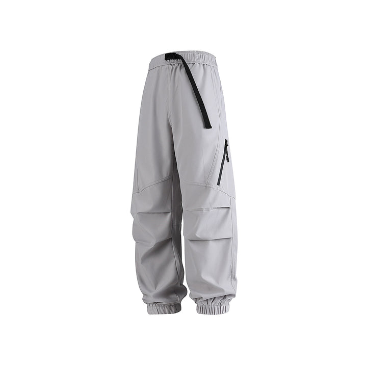 Men's loose technical cargo jogger pants with elastic drawstring waistband, patch flap pockets, and zippered leg pocket Drune