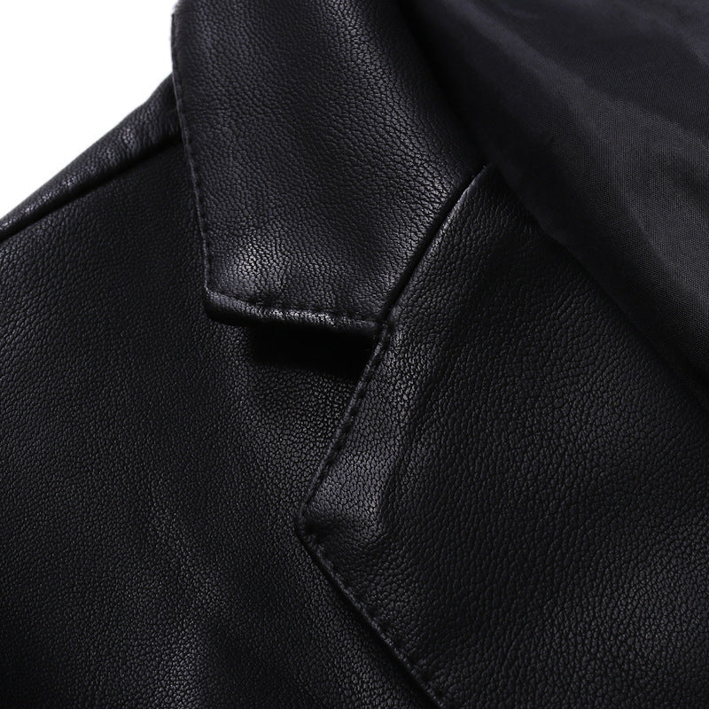 Men's Elegant Leather Blazer Jacket in Slim Fit with Lapel Collar Mune Fashion