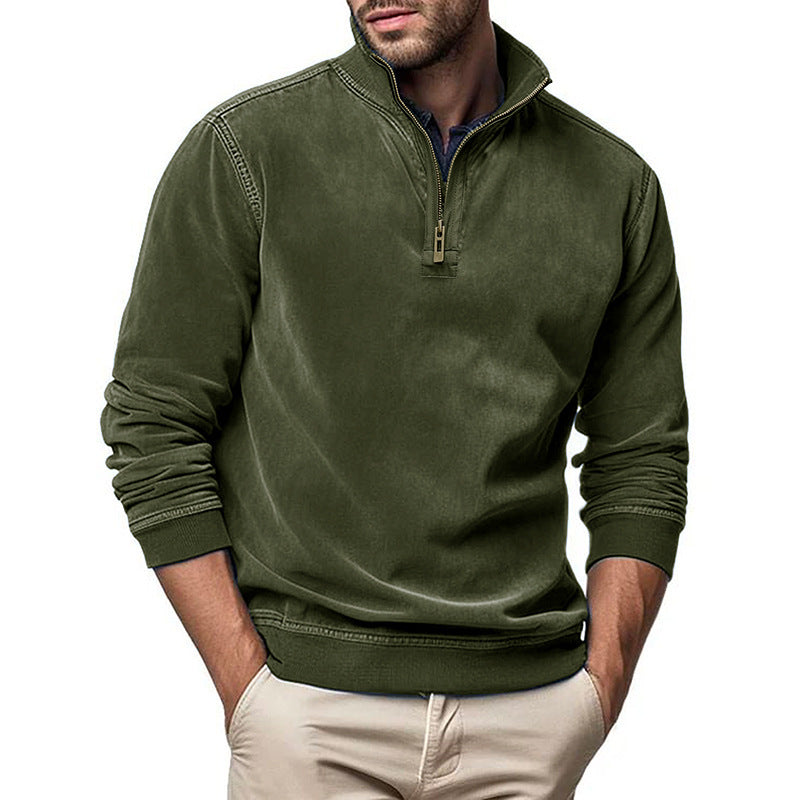Men's Half-Zip Sweatshirt with Stand-Up Collar and Ribbed Cuffs Mune Fashion