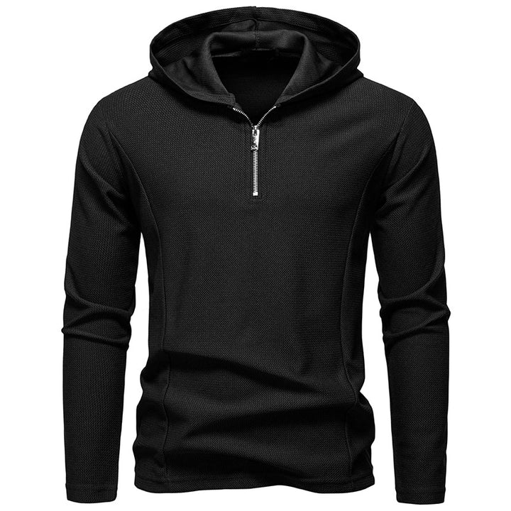 Men's Lightweight Textured Half-Zip Hoodie with Breathable Mesh Mune Fashion